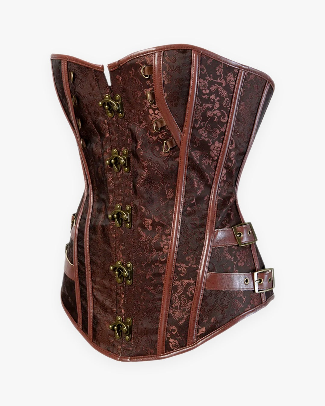 Zoom sur le détail du corset pirate marron
