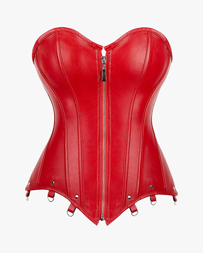 Corset porte jarretelle grande taille sur fond studio gris clair