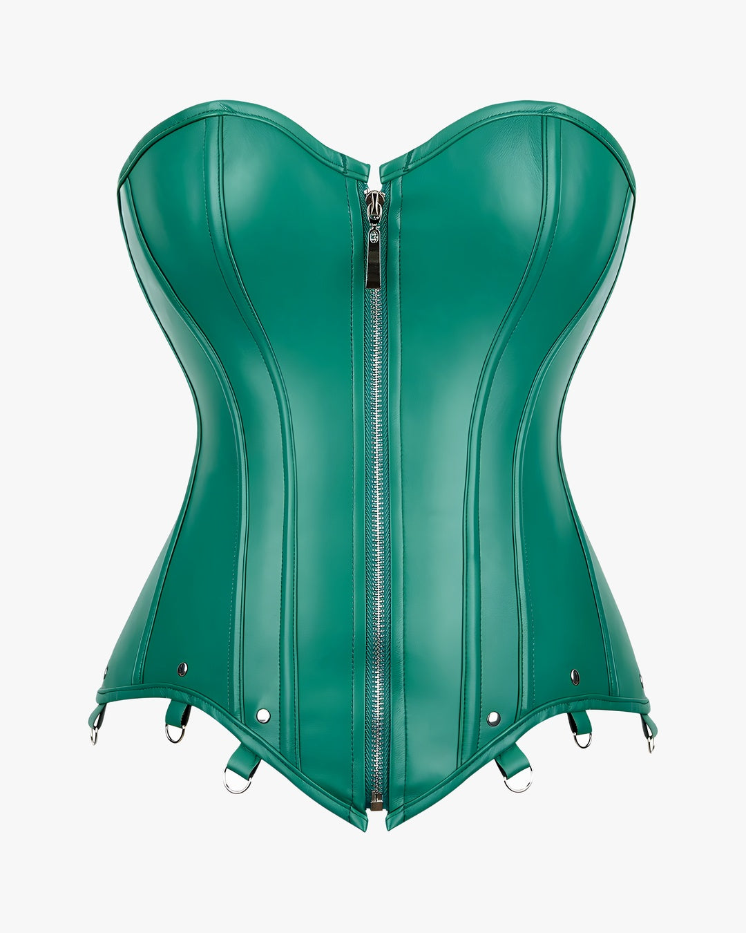 Corset porte jarretelle grande taille sur fond studio gris clair, vue 2