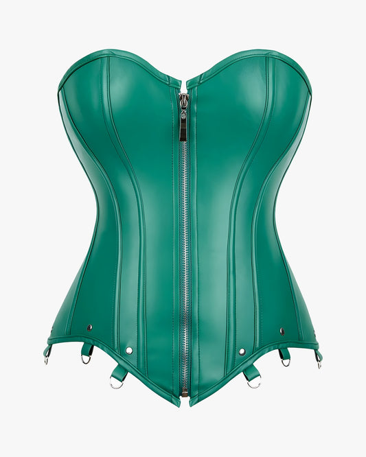 Corset porte jarretelle grande taille sur fond studio gris clair, vue 2