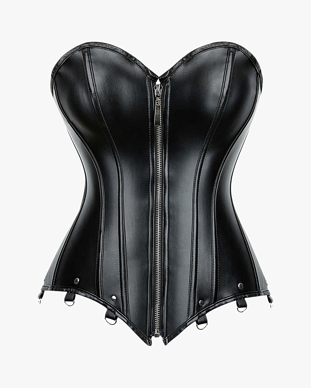 Corset porte jarretelle grande taille sur fond studio gris clair, vue 3