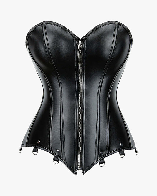 Corset porte jarretelle grande taille sur fond studio gris clair, vue 3