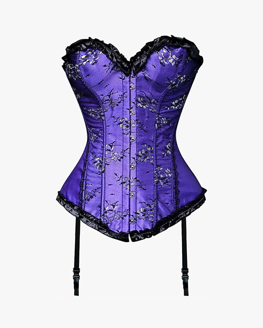 Corset porte jarretelle vint sur fond studio gris clair