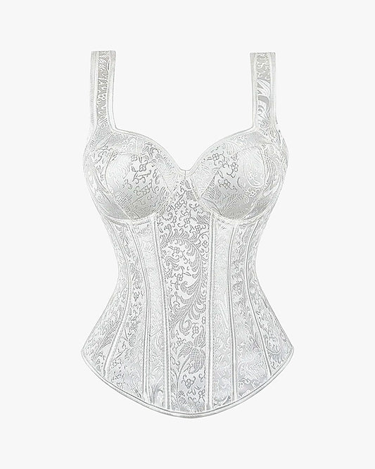 Corset steampunk sur fond studio gris clair, vue 2
