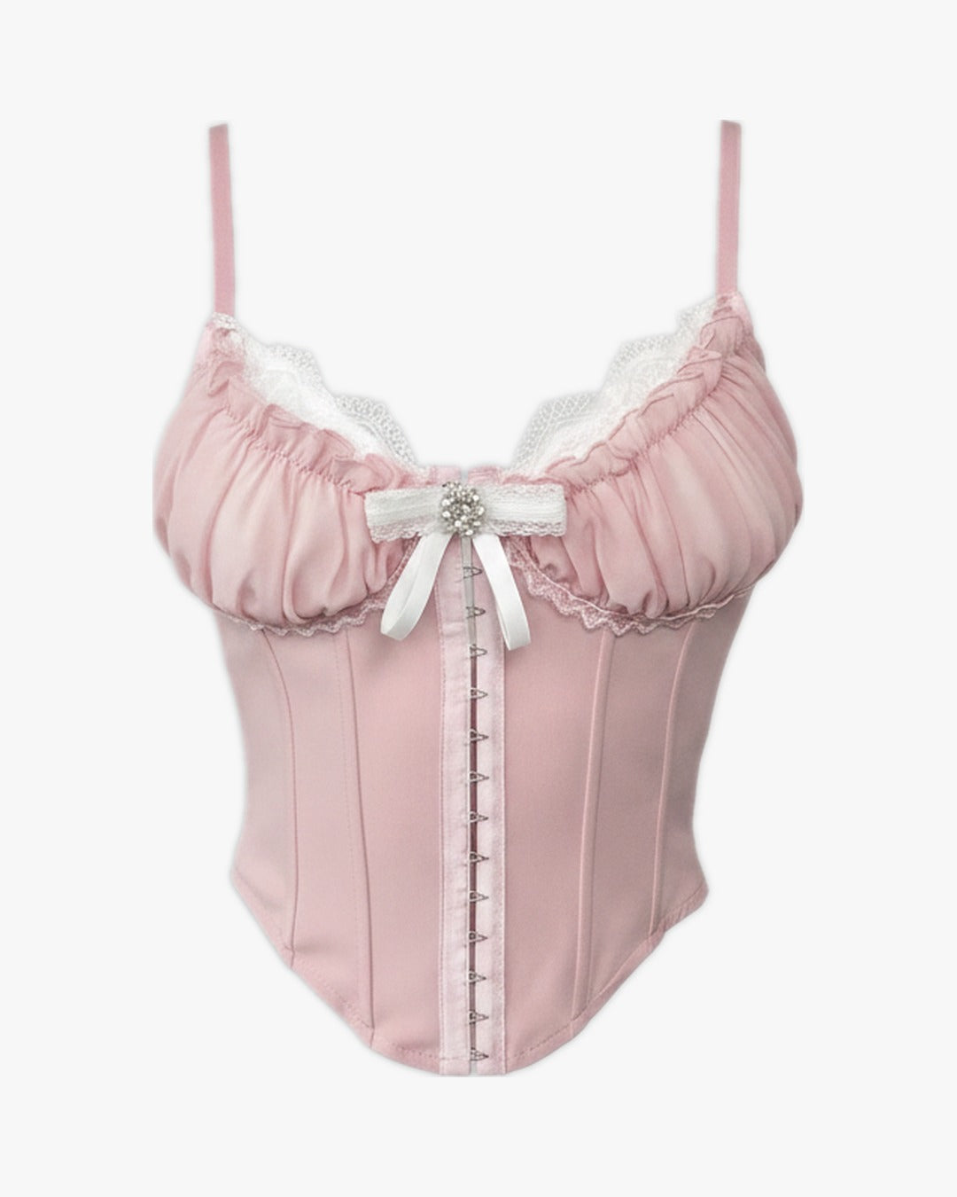 Corset top lingerie sur fond studio gris clair