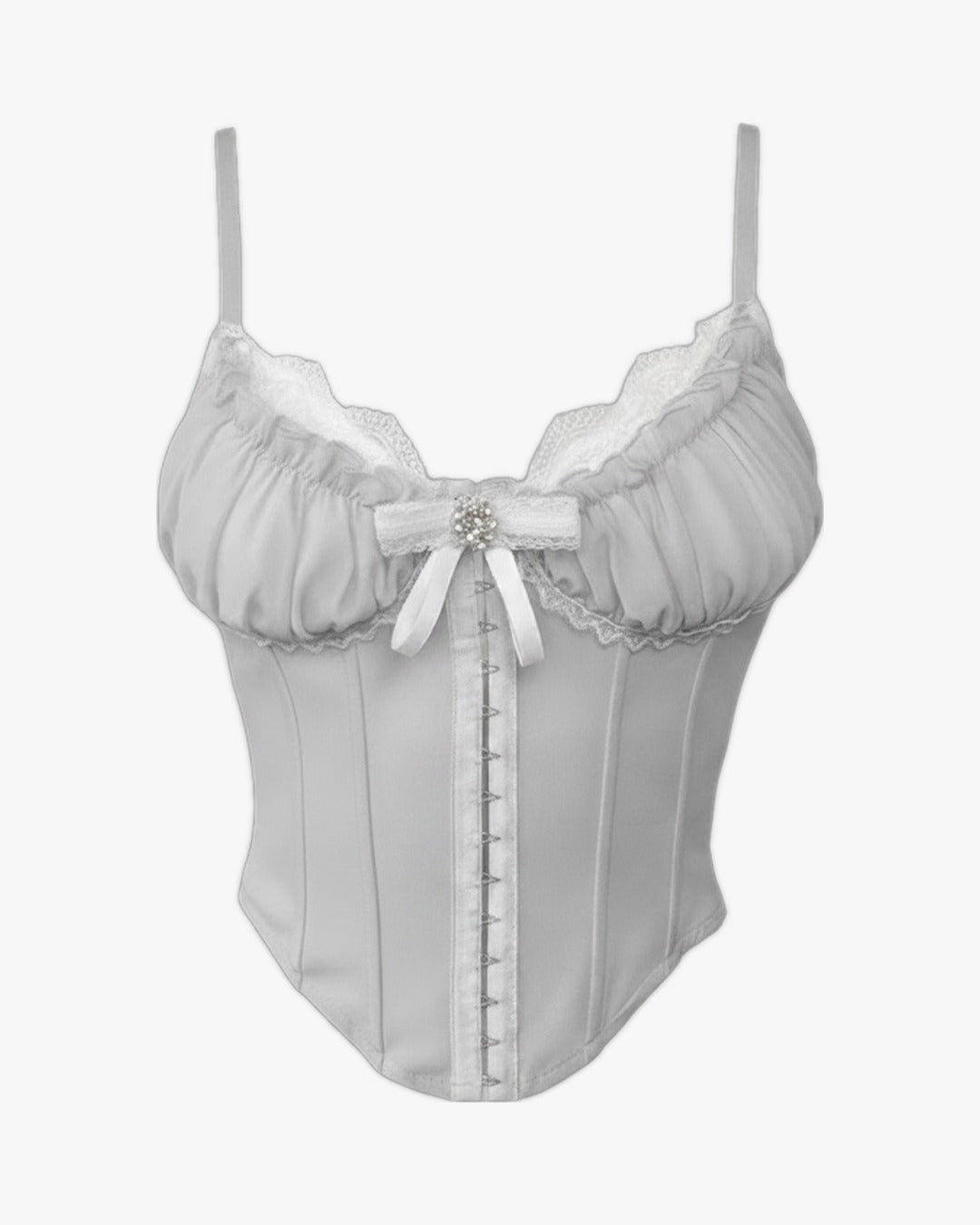 Corset top lingerie sur fond studio gris clair, vue 2