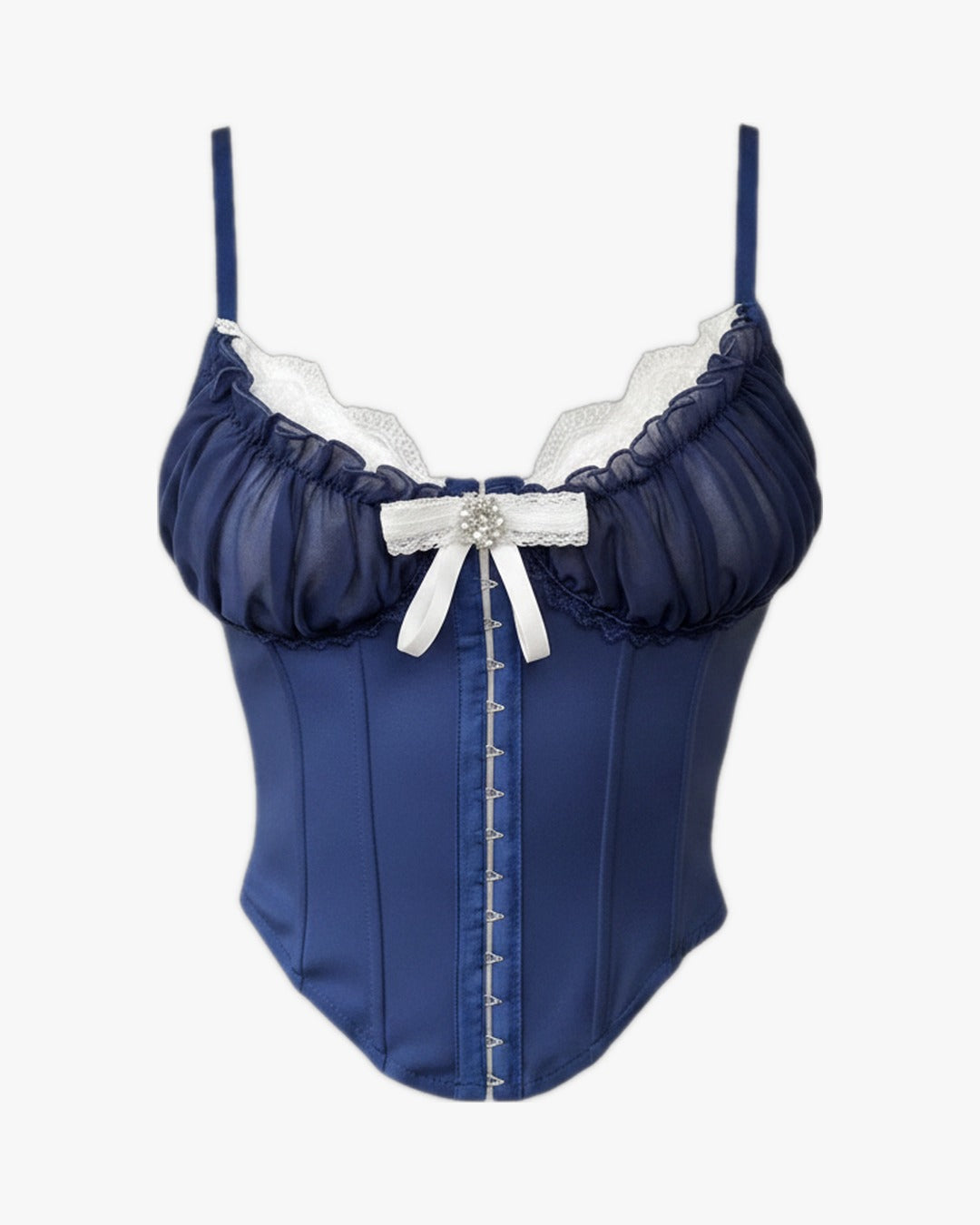 Corset top lingerie sur fond studio gris clair, vue 3