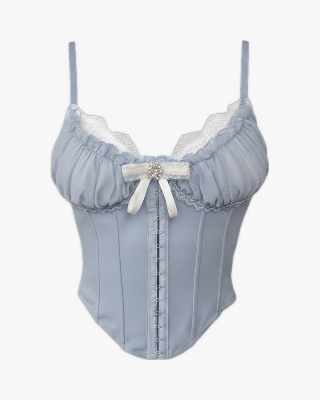 Corset top lingerie sur fond studio gris clair, vue 4