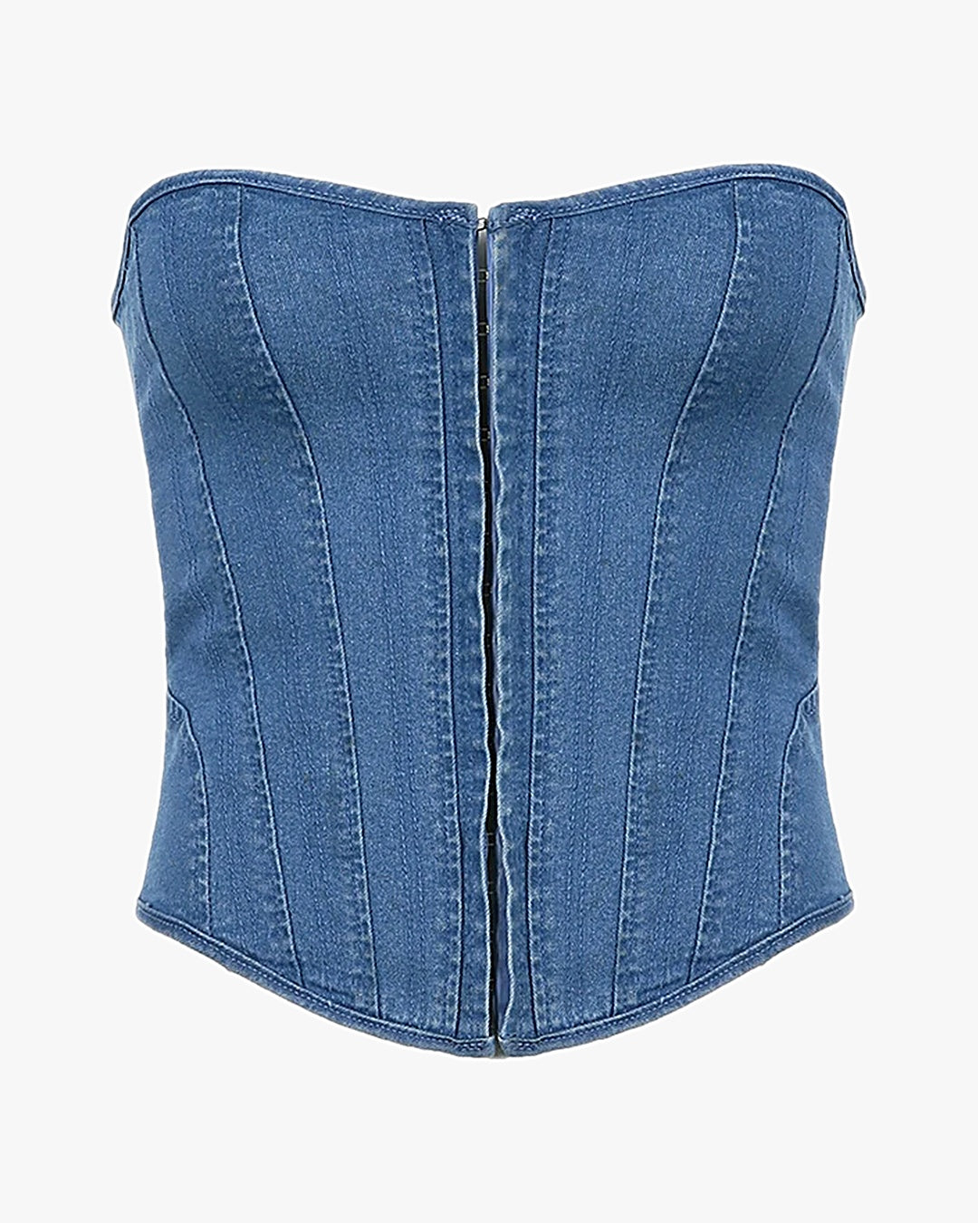 Denim corset sur fond studio gris clair