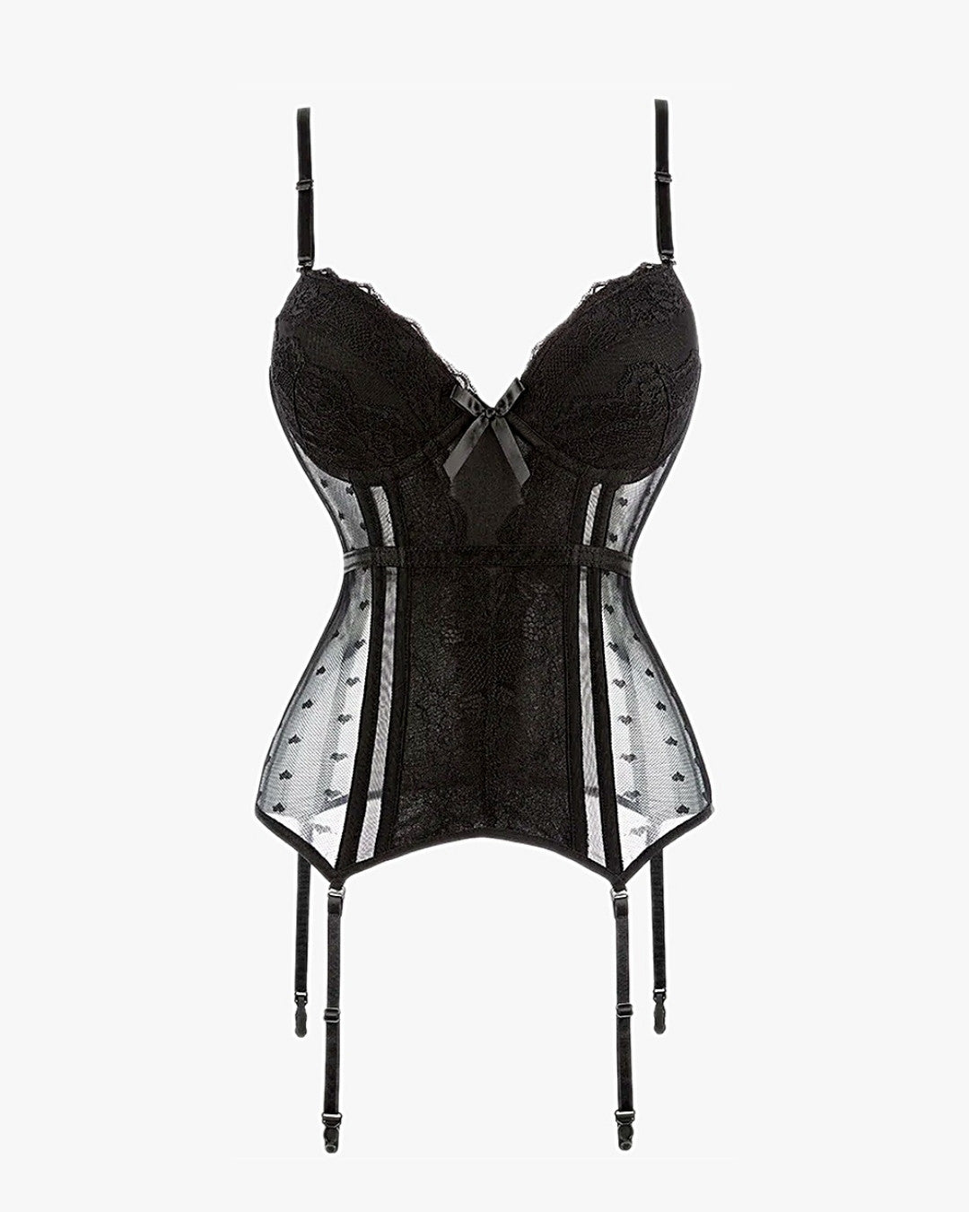 Guêpière corset sur fond studio gris clair
