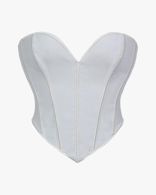 Haut corset sur fond studio gris clair, vue 2