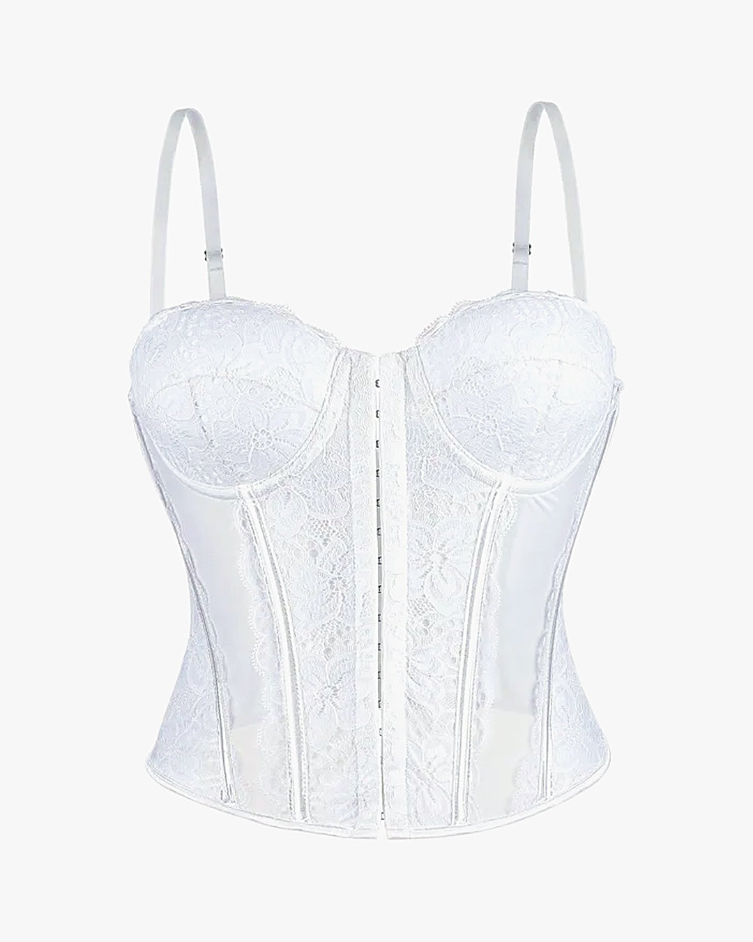 Haut corset dentelle sur fond studio gris clair, vue 3