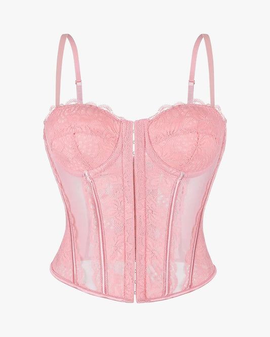 Haut corset dentelle sur fond studio gris clair, vue 6