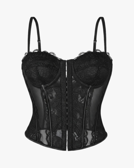 Haut corset dentelle sur fond studio gris clair, vue 7