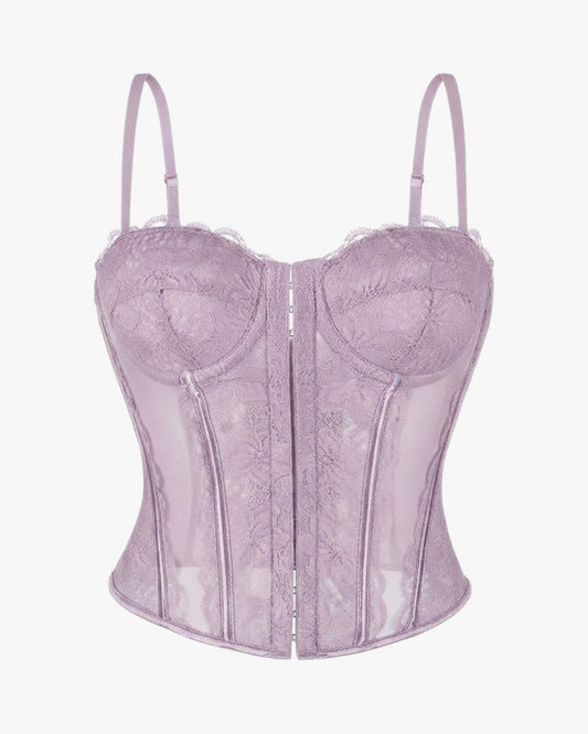 Haut corset dentelle sur fond studio gris clair, vue 8