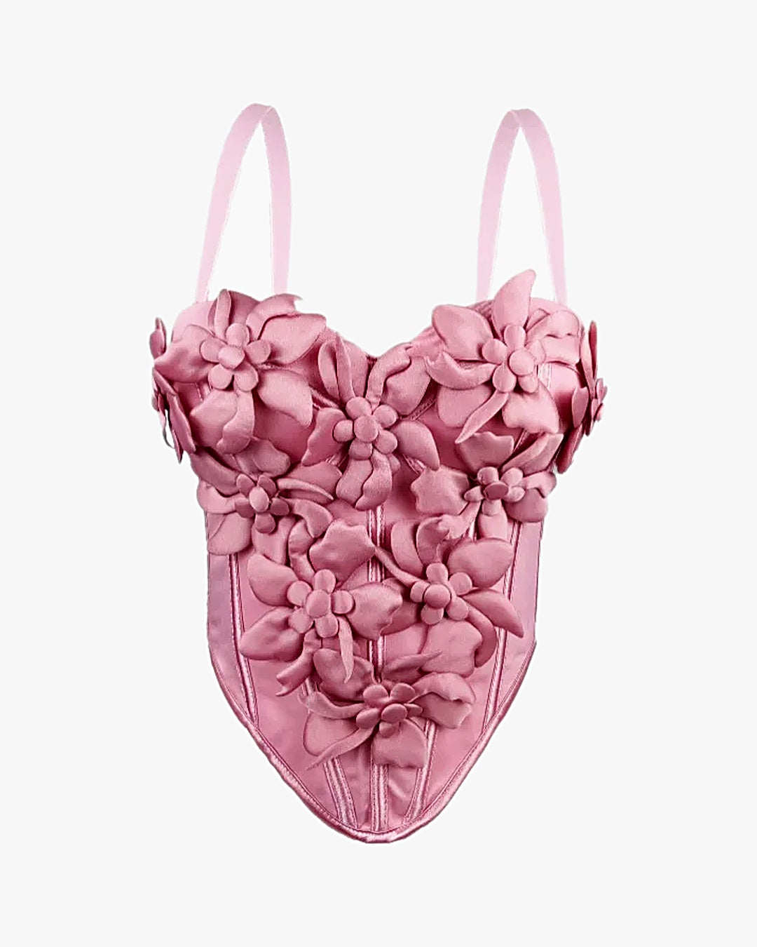 Haut corset fleuri sur fond studio gris clair