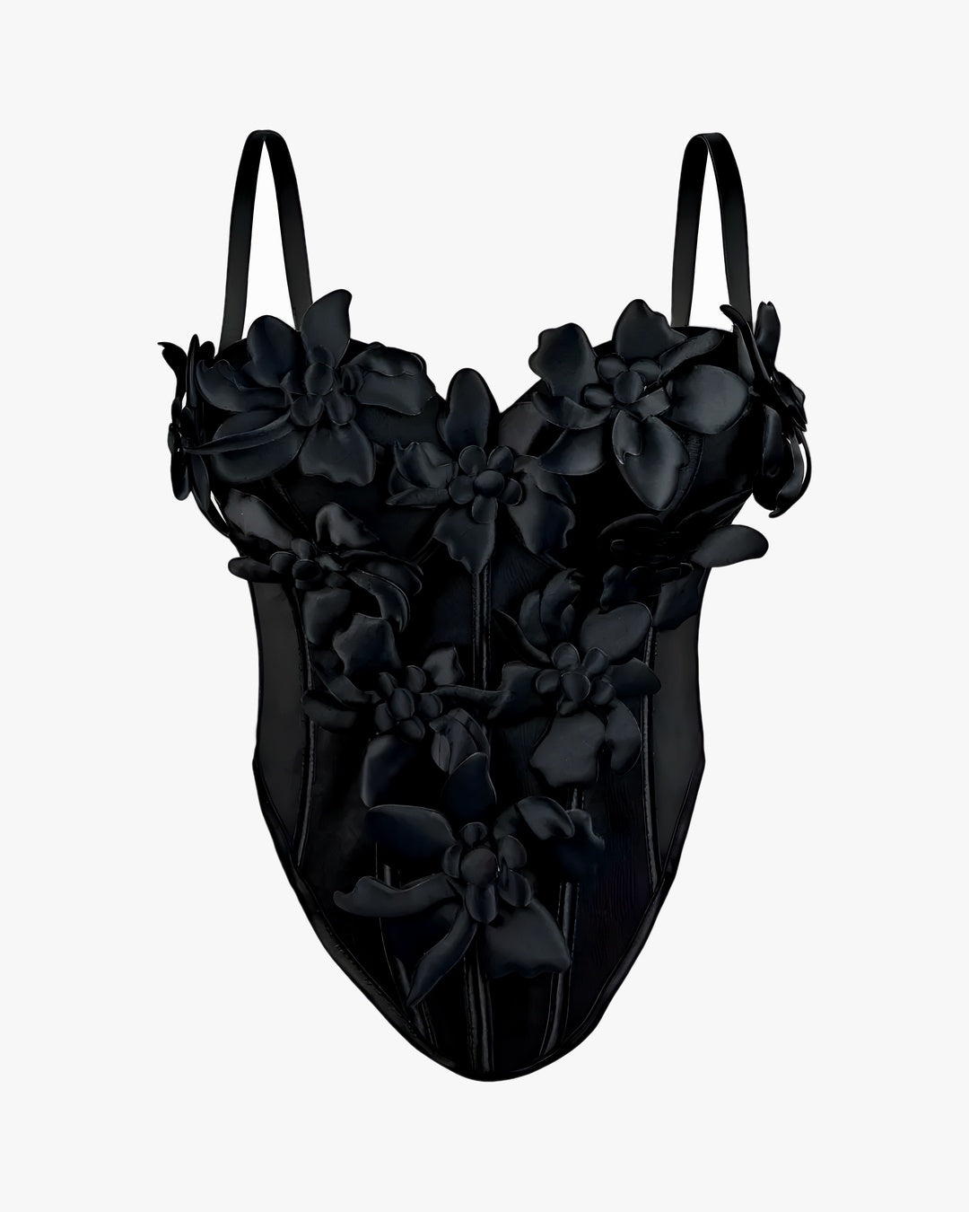 Haut corset fleuri sur fond studio gris clair, vue 3