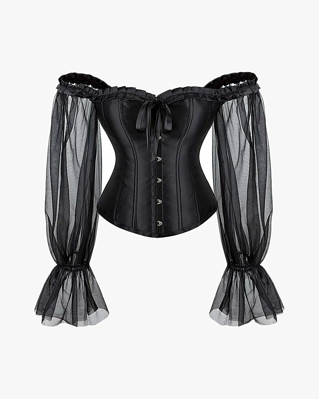 Haut corset manche longue sur fond studio gris clair