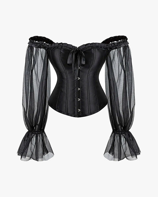 Haut corset manche longue sur fond studio gris clair