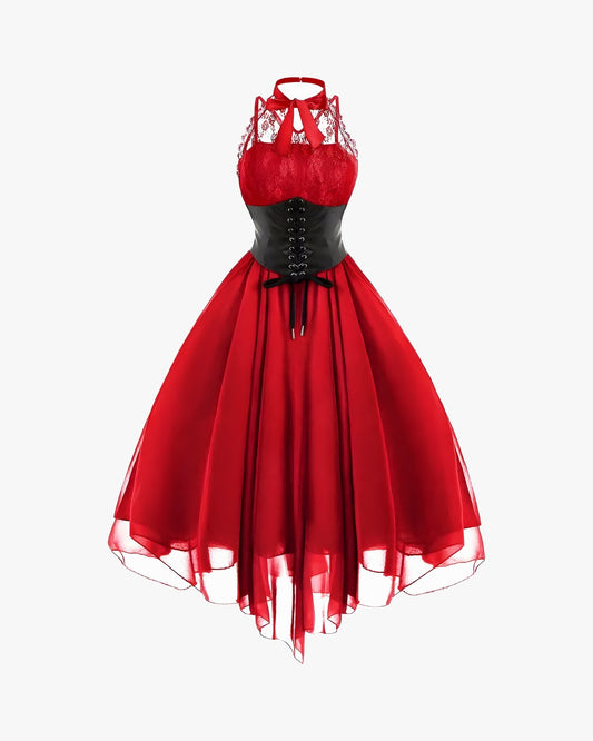 Robe corset ancien sur fond studio gris clair
