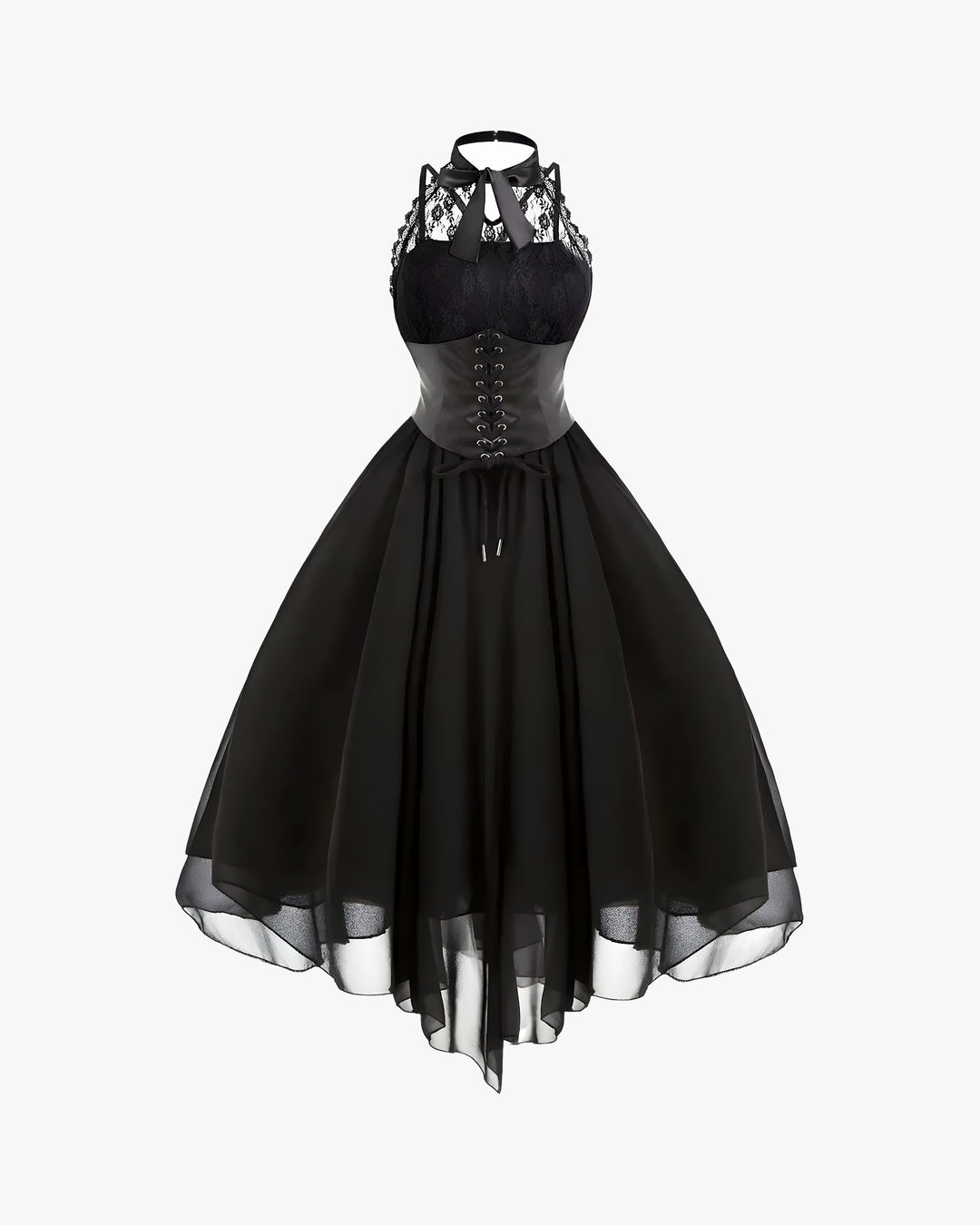 Robe corset ancien sur fond studio gris clair, vue 3