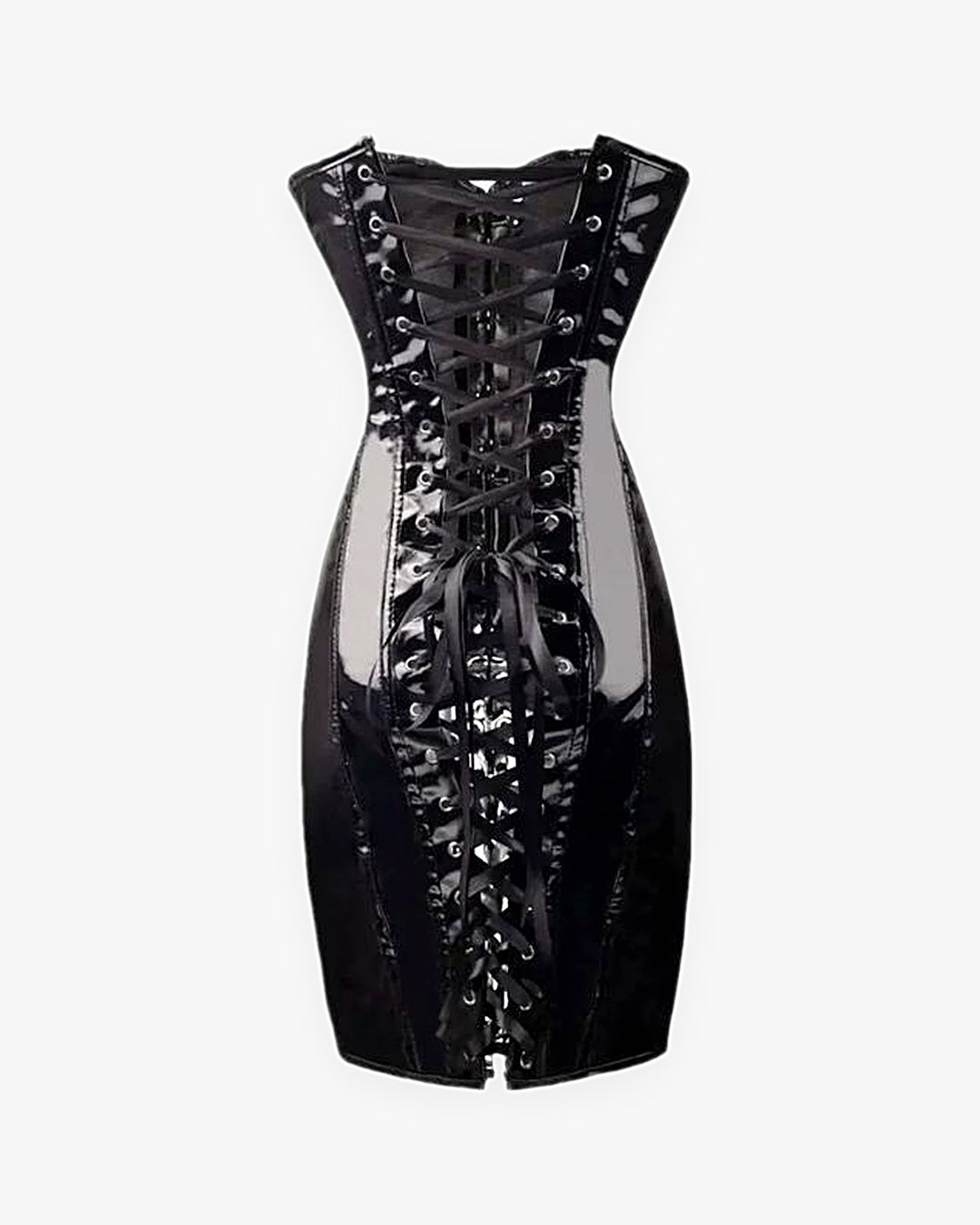 Zoom sur le détail du robe corset cuir