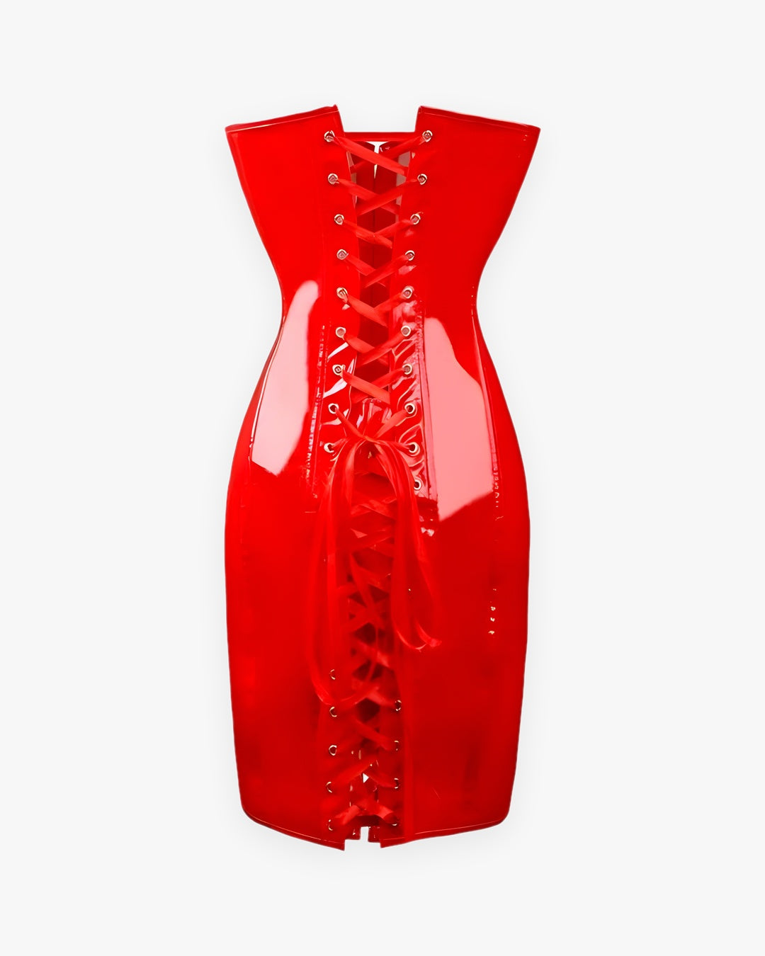 Zoom sur le détail du robe corset cuir, vue 2