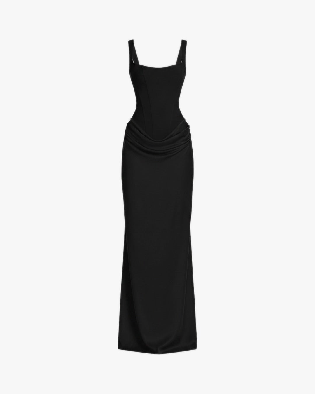 Robe corset de soirée longue sur fond studio gris clair, vue 2