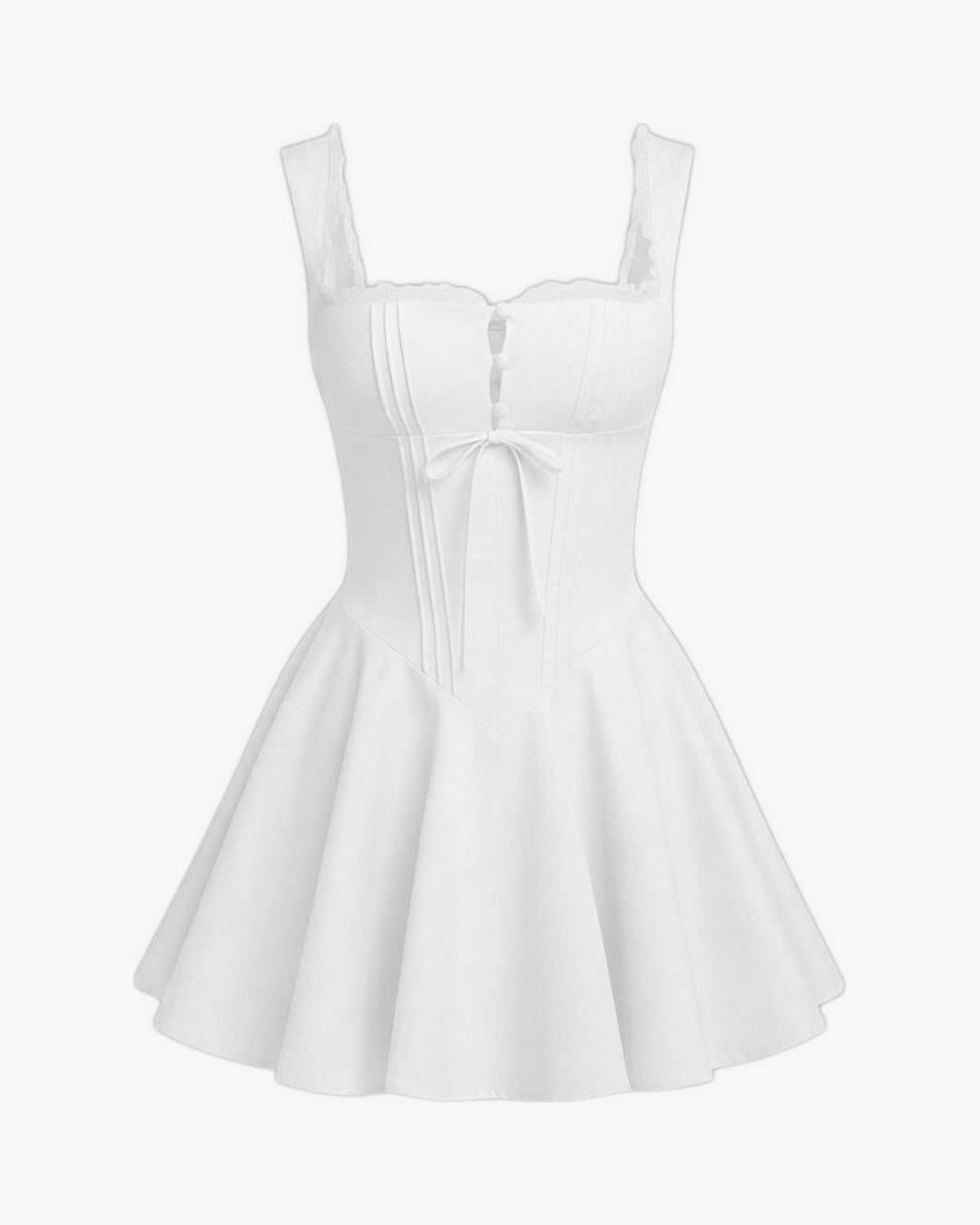 Robe corset lacé sur fond studio gris clair