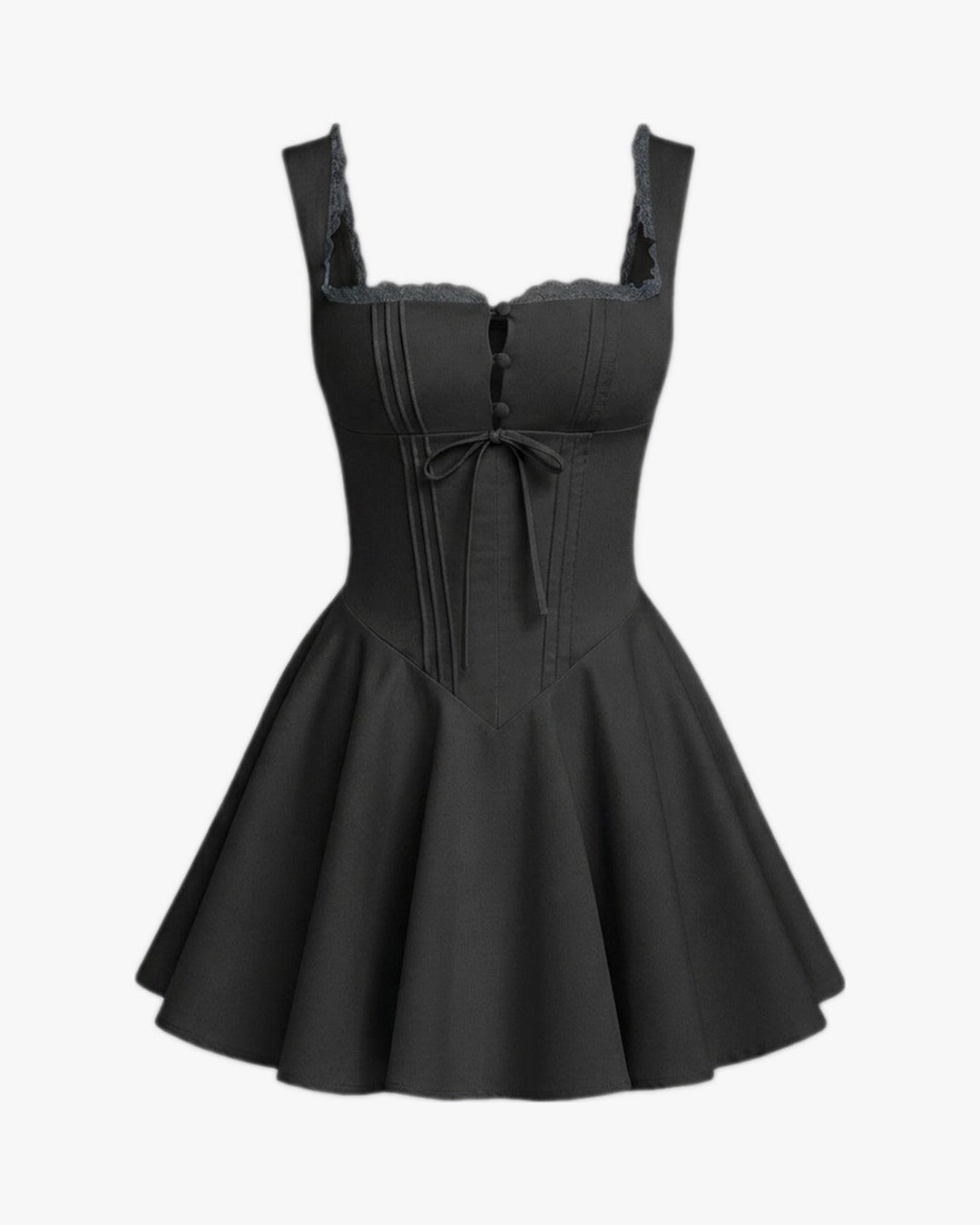 Robe corset lacé sur fond studio gris clair, vue 2