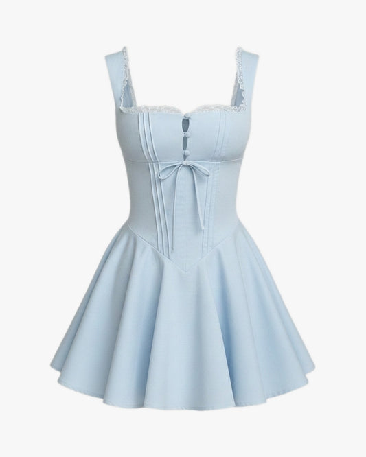 Robe corset lacé sur fond studio gris clair, vue 3