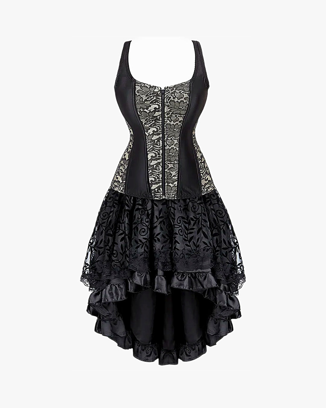 Robe corset steampunk sur fond studio gris clair, vue 4