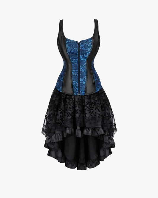 Robe corset steampunk sur fond studio gris clair, vue 5