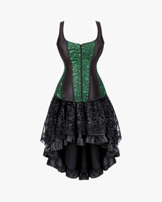 Robe corset steampunk sur fond studio gris clair, vue 6