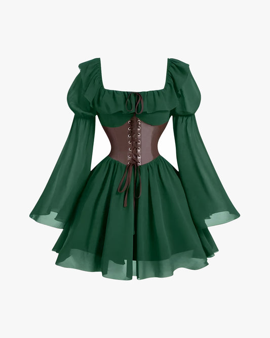 Robe corset vint sur fond studio gris clair, vue 2