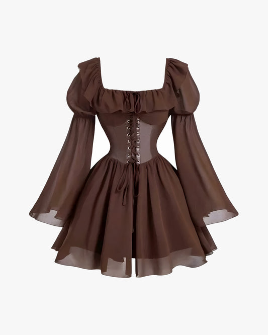Robe corset vint sur fond studio gris clair, vue 3