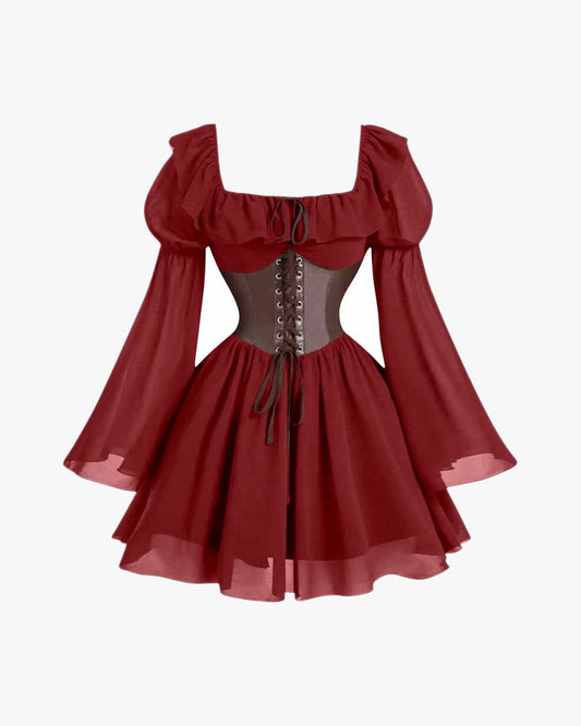 Robe corset vint sur fond studio gris clair, vue 4