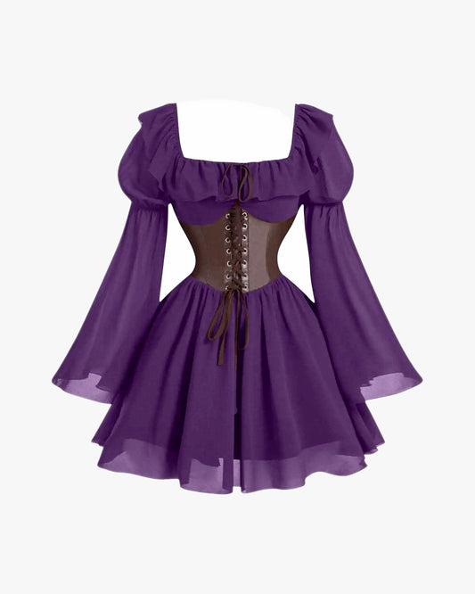 Robe corset vint sur fond studio gris clair, vue 6