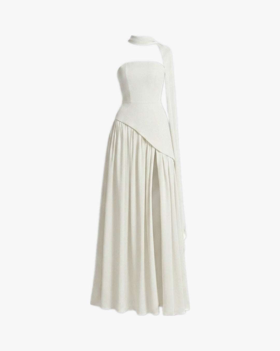 Robe longue corset sur fond studio gris clair, vue 5