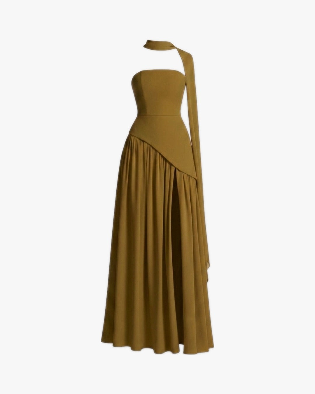 Robe longue corset sur fond studio gris clair, vue 7