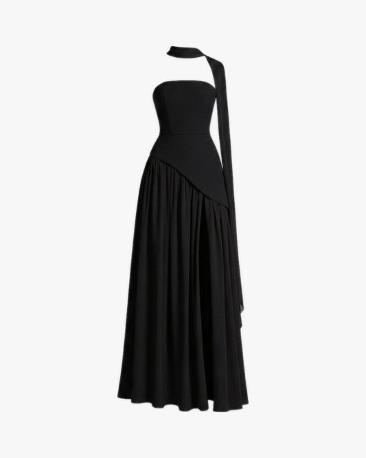 Robe longue corset sur fond studio gris clair, vue 9