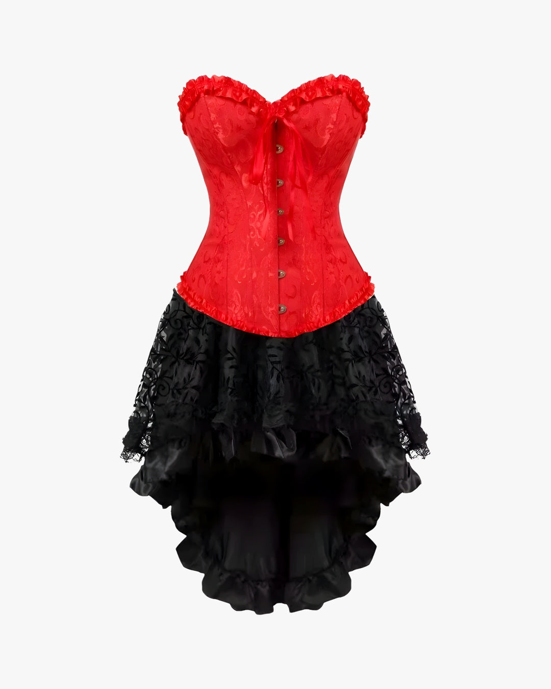 Robe victorienne avec corset sur fond studio gris clair, vue 2
