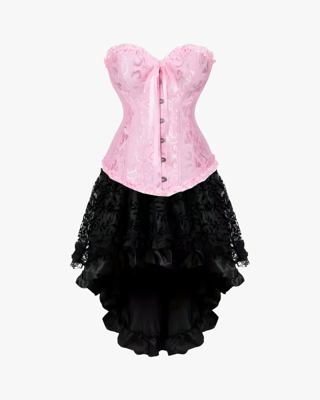 Robe victorienne avec corset sur fond studio gris clair, vue 3