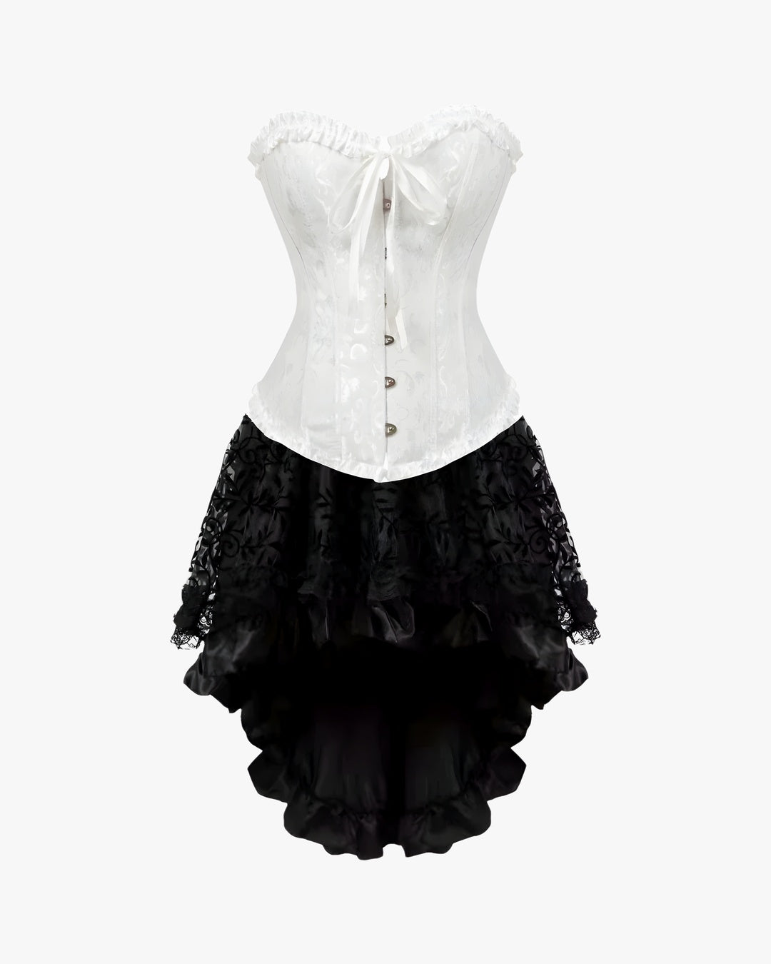 Robe victorienne avec corset sur fond studio gris clair, vue 5