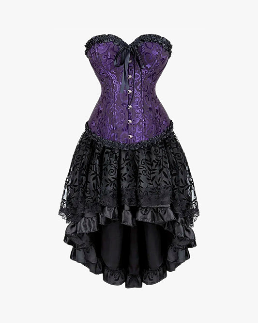 Robe victorienne avec corset sur fond studio gris clair, vue 7