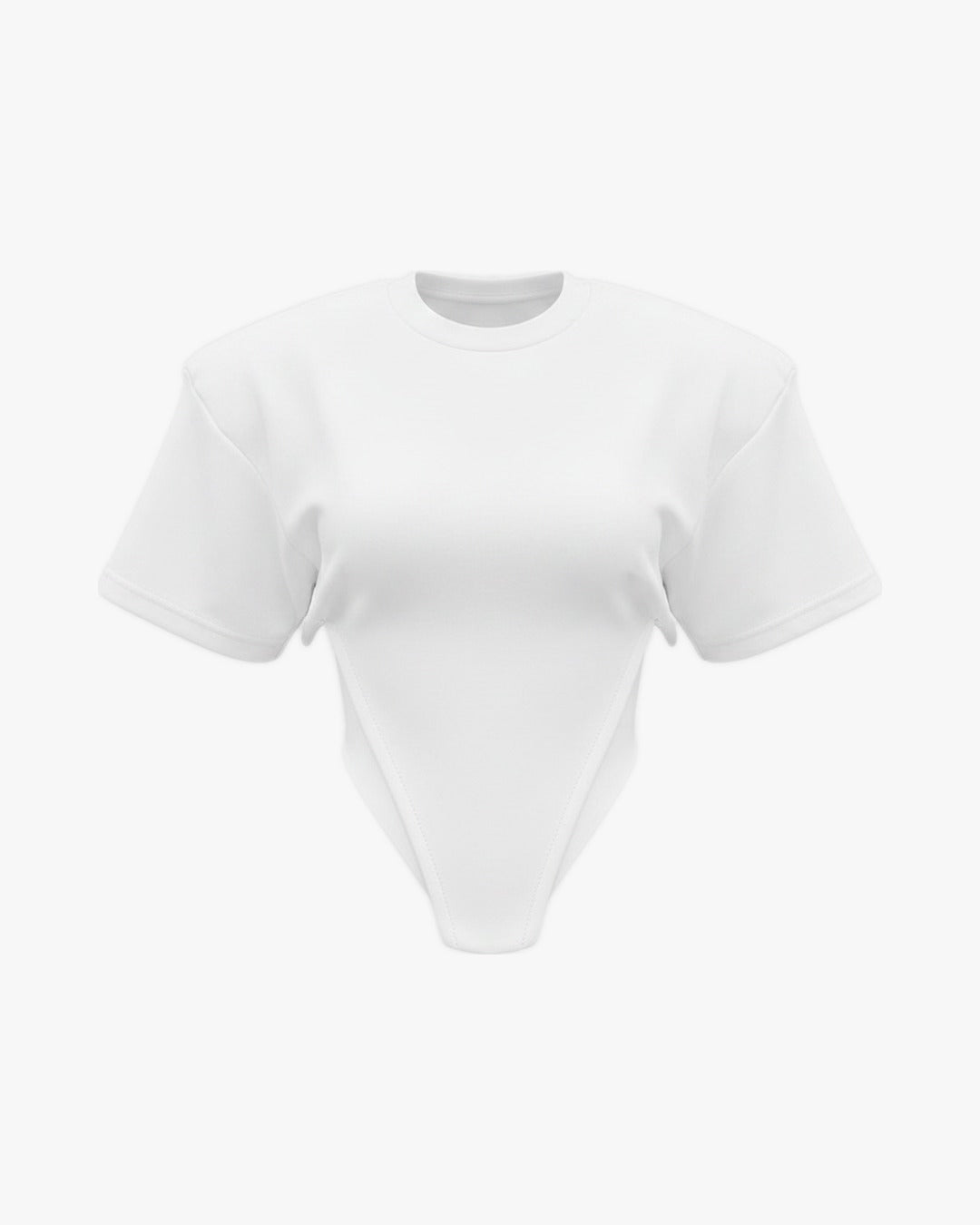 T-shirt corset sur fond studio gris clair