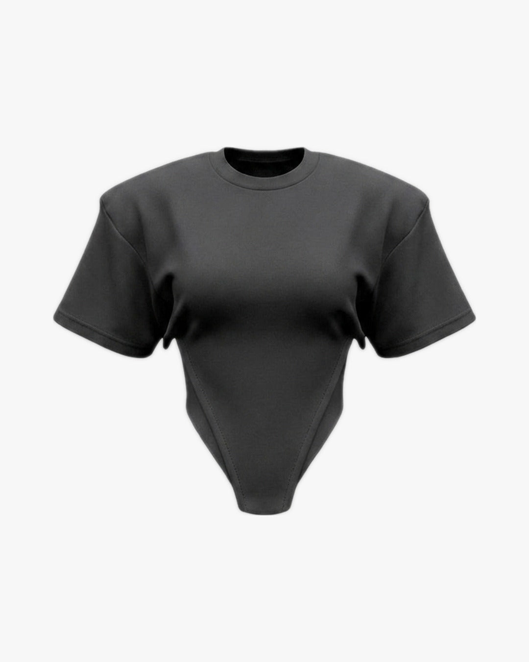 T-shirt corset sur fond studio gris clair, vue 2