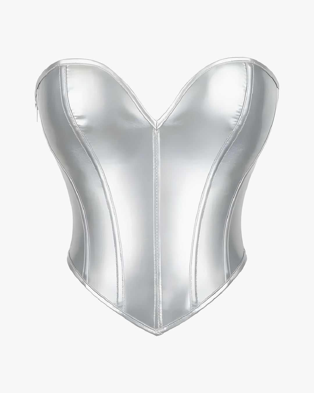 Top corset cuir sur fond studio gris clair, vue 2
