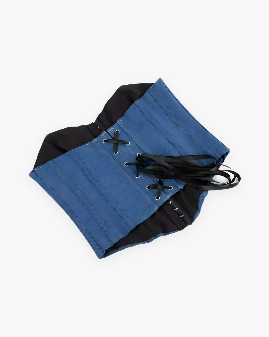 Zoom sur le détail du top corset jean, vue 2