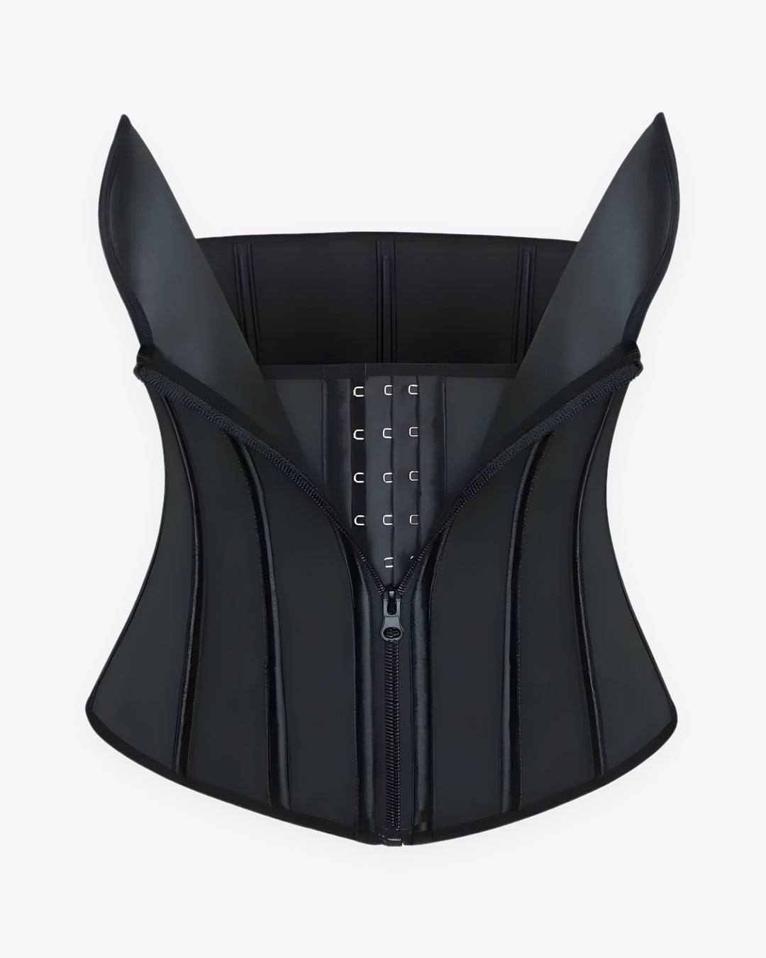 Zoom sur le détail du top corset latex, vue 3